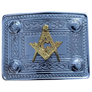Hebilla de cinturón celta cromada dorada de alta calidad, la más vendida, con diseño masónico, accesorios personalizados al por mayor - Product Image 1