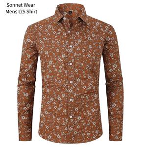 เสื้อเชิ้ตแขนยาวพิมพ์ลายกราฟิกสำหรับผู้ชายทรงเข้ารูป - Product Image 1