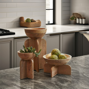 Juego de cuencos de madera con soporte - Product Image 3