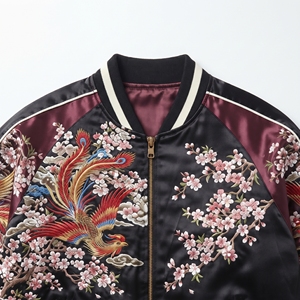 Veste Yokosuka Eastern Phoenix réversible Sukajan Edo Wave, veste souvenir lourde, Kyoto Serpent Satin Sukajan Vintage - Product Image 3
