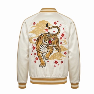 Blouson Bomber d'Hiver Japonais Sukajan pour Homme, Style Streetwear, Luxe, Personnalisé, en Toile et Satin, avec Broderie Tigre Kogane et Manches Dorées - Product Image 3
