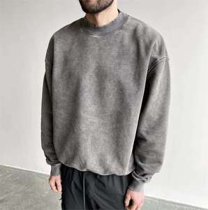 Sweat-shirt vintage d'hiver brodé à col montant, effet vieilli, coupe oversize, délavage acide, en molleton 400G, style streetwear, vêtement premium - Product Image 6