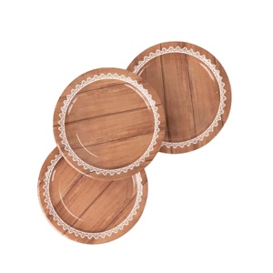 Assiette et plat décoratif en bois de manguier sculpté Plateau de base en bois rustique pour décoration de table à manger Présentoir de cuisine Restauration Événement Configuration - Product Image 1