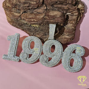 จี้สร้อยคอแบบกำหนดเอง "1998" ประดับเพชรโมอิสซาไนต์ สร้อยคิวบาลิงค์ สไตล์ฮิปฮอป สำหรับผู้ชายและผู้หญิง - Product Image 5