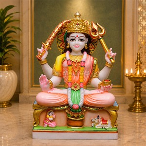 Sculpture en marbre Santoshi Mata |   Statue de Santoshi Maa et Murti de Santoshi Mata avec Trishul et épée |   MALIYAS Jaipur - Product Image 1