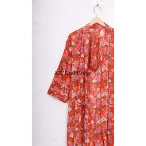 Bata Kimono Casual 100% Algodón con Estampado Floral y Cordón Ajustable para Mujer, Ropa de Noche de Verano, Túnica de Playa con Logo Trasero - Product Image 3