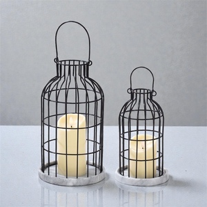 Black Iron Wire <b>Candle</b> <b>Lanterns</b> Modern Design Durable Metal Holder Home Decoration - Product Image 2
