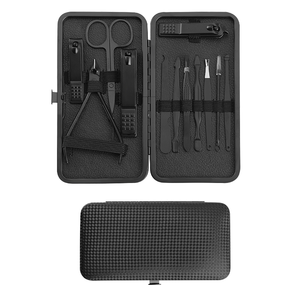 Ensemble professionnel de manucure et pédicure chirurgical 16 pièces noir mat en acier inoxydable, kit de coupe-ongles en fibre de carbone pour voyage - Product Image 6