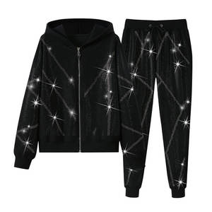 Survêtements en strass de couleur unie pour adultes, style streetwear, taille personnalisée, dernier design, survêtements en strass pour hommes - Product Image 1