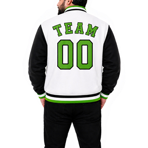 Blouson universitaire homme noir et vert, personnalisable avec logo, en tissu respirant, coupe ample, idéal pour l'extérieur – Vente chaude OEM - Product Image 4
