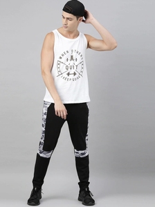 Men's White Sleeveless Tank Top With "When Others Quit Keep Going" Print O-Neck Casual Workout Wear Breathable Knitted Cotton - Product Image 2