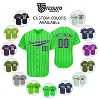 Maillot de baseball personnalisé sublimé en gros, uniforme sportif rayé à boutons pour équipe, chemise athlétique à manches courtes imprimée sur mesure
