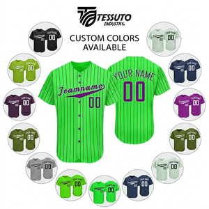 Camiseta de Béisbol Sublimada Personalizada al por Mayor, Uniforme Deportivo con Botones y Rayas, Camisa Deportiva de Manga Corta con Estampado Personalizado - Product Image 4
