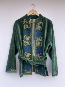Hand Embroidered Suzani Velvet Bomber <b>Jacket</b> <b>Reversible</b> Boho Vintage Short Coat Colorful Ethnic Floral Pattern Cotton Filled All - Product Image 1