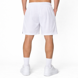 Shorts de sport blancs en maille avec cordon de serrage pour hommes, légers et respirants, bas de tenue athlétique, production OEM en usine - Product Image 3