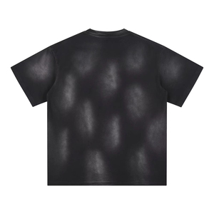 เสื้อยืดแฟชั่นใหม่สไตล์วินเทจสีดำขาวแบบย้อมสีเอซิดคุณภาพสูงสำหรับผู้ชายทรงโอเวอร์ไซส์ - Product Image 2