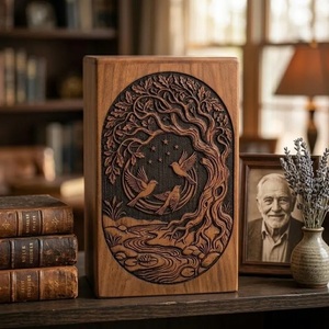 Tree of Life Wooden Cremation Urn for Human & Pet Ashes Engraved Rosewood <b>Memorial</b> <b>Box</b> American Style Eco-Friendly Durable - Product Image 2