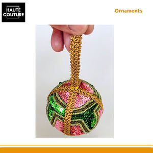 ผลิตในอินเดีย ลูกบอลแขวนประดับตกแต่งเทศกาลขนาดเส้นผ่านศูนย์กลาง 7 ซม. ยอดขายอันดับต้นๆ พร้อมงานปักมือสำหรับตกแต่งบ้านในราคาที่เหมาะสม - Product Image 4