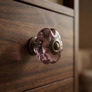 Traditional <b>Ceramic</b> Flower <b>Drawer</b> <b>Knob</b> with Industrial Design Melon Shape for Furniture Home Office Durable Eco-Friendly Handle - Product Image 1