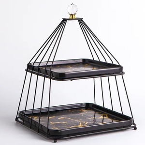 Atractivo Soporte de Pastel de Tres Niveles de Metal y Mármol para Regalos y Servir Invitados en Ocasiones Festivas, Procedente de la India - Product Image 5