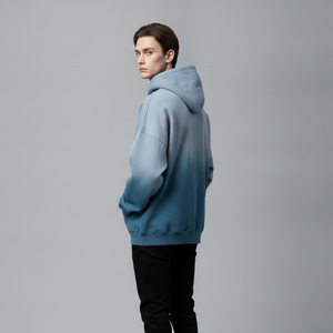 Sweat à capuche décontracté bleu surdimensionné pour homme avec logo en strass, poche avant, en molleton de coton, coupe classique, hiver, séchage rapide, respirant - Product Image 2