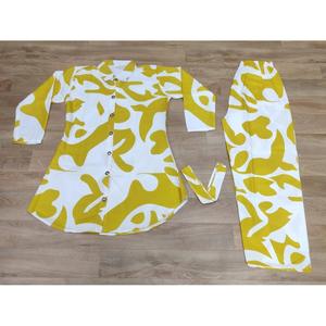 DISEÑADOR RAYON IMPRESO CONJUNTO DE LA CO-ORD AMARILLO - Product Image 1
