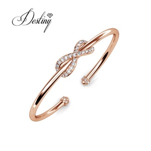 Ribbon <strong>Bangle</strong> Embellished with <strong>Swarovski</strong> Crystals 925 Silver Women Lucky Bracelet Charm <strong>Bangle</strong> Women Jewelry Daisini - Product Image 2