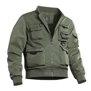 Hiver Cuir Véritable Canvas Multi Pocket Outdoor American Retro Work Suit Flight Jacket Loose Baseball Uniform - Product Image 1
