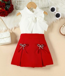 Conjunto de Falda y Top de Punto con Lentejuelas de Mariposa, Estilo Vintage, Manga Corta, para Niñas, Otoño - Product Image 6
