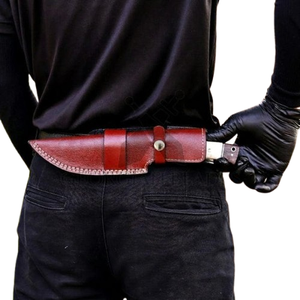 Custom Handmade Damascus Steel Savage Soulblade -11" Hand Forged Hunting <b>Knife</b> With Wooden & <b>Bone</b> <b>Handle</b> & Leather Sheath - Product Image 6