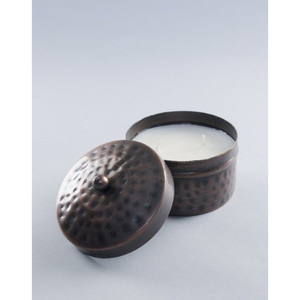 Porte-bougie en cuivre martelé à la main avec couvercle, pot en métal rond pour bougie, esthétique et style minimaliste, luxe, décoration moderne pour la maison - Product Image 1