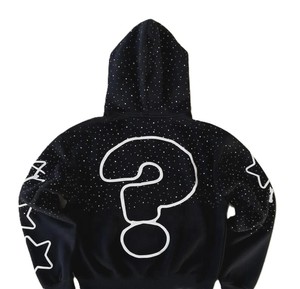 Sweat à capuche oversize noir pour homme avec imprimé lettres blanches, style streetwear, manches classiques, tissu French Terry, vêtement d'automne - Product Image 2