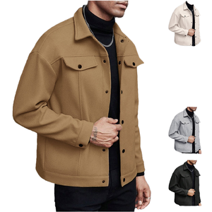 High Quality Wholesale Custom Men Jacket Solid color with Embroidery For Men Wool material Streetwear Full Sleeves Bomber Jacket - Product Image 3