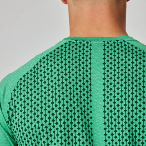 T-shirt vert à manches courtes et col rond pour homme avec motif géométrique, respirant, tricoté, coupe sportive, longueur standard, impression par sublimation - Product Image 6