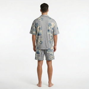 Custom <b>Men's</b> <b>Lounge</b> Shirt And <b>Shorts</b> Set OEM ODM Private Label Sleepwear Manufacturer Factory - Product Image 2