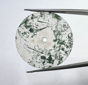 Esfera de Reloj de Ágata Musgosa Natural, 28.50mm, Verde/Blanco, 1mm de Grosor, Estilo Clásico, Elegante, Vintage, de Lujo, Orificio Central de 2mm, para Relojes - Product Image 4