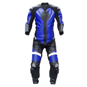 Traje de Motociclismo de Cuero para Hombre, Manga Larga, Salva Leather, Azul y Negro, Cortavientos, Protección Completa, de Una Pieza, 220g - Product Image 1