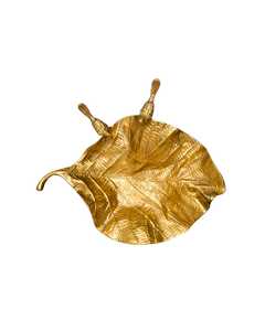 Plateau décoratif en aluminium fait main, motif feuille rustique, artisanat métallique, forme irrégulière, vase de table moderne - Product Image 1