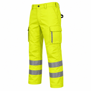 Hi <b>Vis</b> Workwear Pants Men Reflective Safety <b>Trousers</b> Polyester Construction Uniform Cargo Pocket Design - Product Image 5
