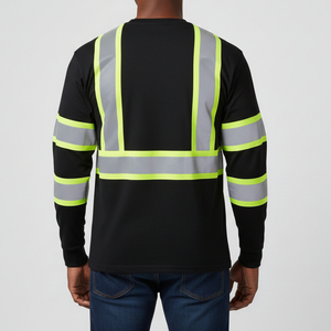 High Quality Factory Wholesale long Sleeve Reflective Safety Cotton Polo Shirt High Visibility Security <b>Work</b> Wear T Shirts - Product Image 4