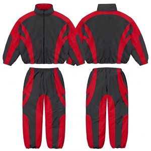 Ensemble de survêtement pour homme noir et jaune à imprimé flamme, 2 pièces, veste zippée intégrale et pantalon de jogging, vêtements de sport décontractés - Product Image 4