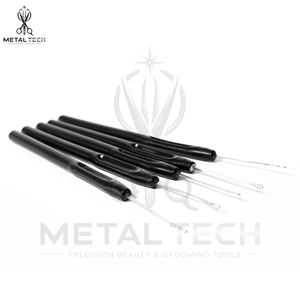 Wholesale Hair Extension Pulling <b>Needle</b> Black Handle Wire Loop <b>Threader</b> Latch Hook Set For Micro Ring Installation - Product Image 2