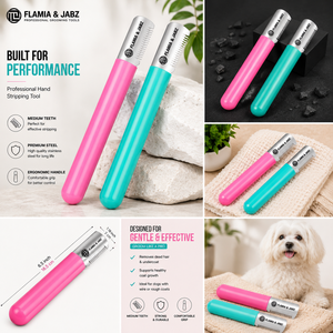Cuchillo de pelaje Flamia & Jabz para perros, peine de cardado para mascotas terrier, peines de acero inoxidable para zorros, gatos, perros, caballos, peine de madera - Product Image 3
