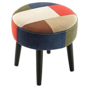 Solid Wooden Round Ottoman Stool for Living Room Modern Style Handmade Durable Upholstered Foot Rest <b>Bench</b> Luxury Home Furniture - Product Image 2