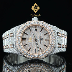 Reloj de Diamantes de Lujo Pahal Jewels para Hombre, Caja Tonneau de Acero Inoxidable de 41 mm, Cuarzo Analógico con Visualización de Fecha, Cristal de Zafiro, Correa de 20 mm - Product Image 1