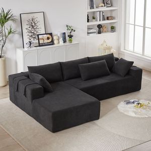 Juego de sofá seccional tapizado de chenilla en forma de L moderno de 108 \ ", 6 almohadas, combinación gratuita para sala de estar y dormitorio (izquierda) - Product Image 2