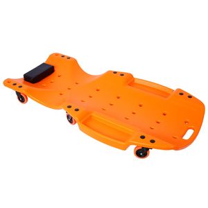 Sgabello Ergonomico in HDPE da 48 Pollici con Poggiatesta Imbottito, Doppio Vano Portautensili, Capacità 200 Kg, Arancione, per Riparazioni Auto - Product Image 2