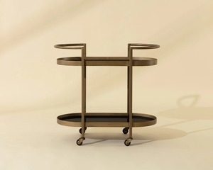 Gold Metal Serving <b>Bar</b> Trolley 2-Tier Kitchen Cart with Wheels Luxury <b>Utility</b> Tea Coffee Trolley for Home <b>Bar</b> - Product Image 3