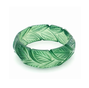 Bracelet unique en résine de jade hautement sculpté, motif feuille mignon, bijou fait main de qualité supérieure, couleur verte, idéal pour mariage et fête, pour femme - Product Image 1