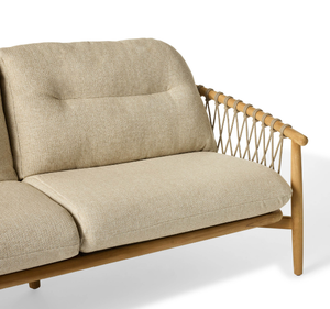 Canapé d'extérieur de luxe en teck massif deux places avec coussins épais, écologique, durable, design élégant avec accoudoirs pour patio et terrasse - Product Image 5